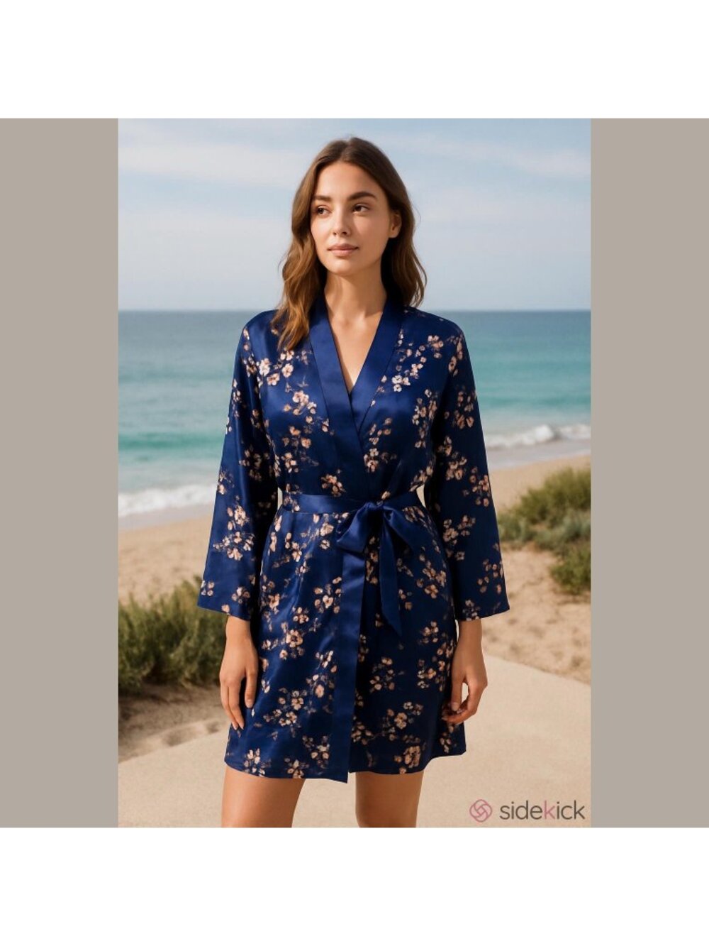 Morgan Lane X Floral Robe Blue One Size Spring Glam Vacation Resortwear Lounge